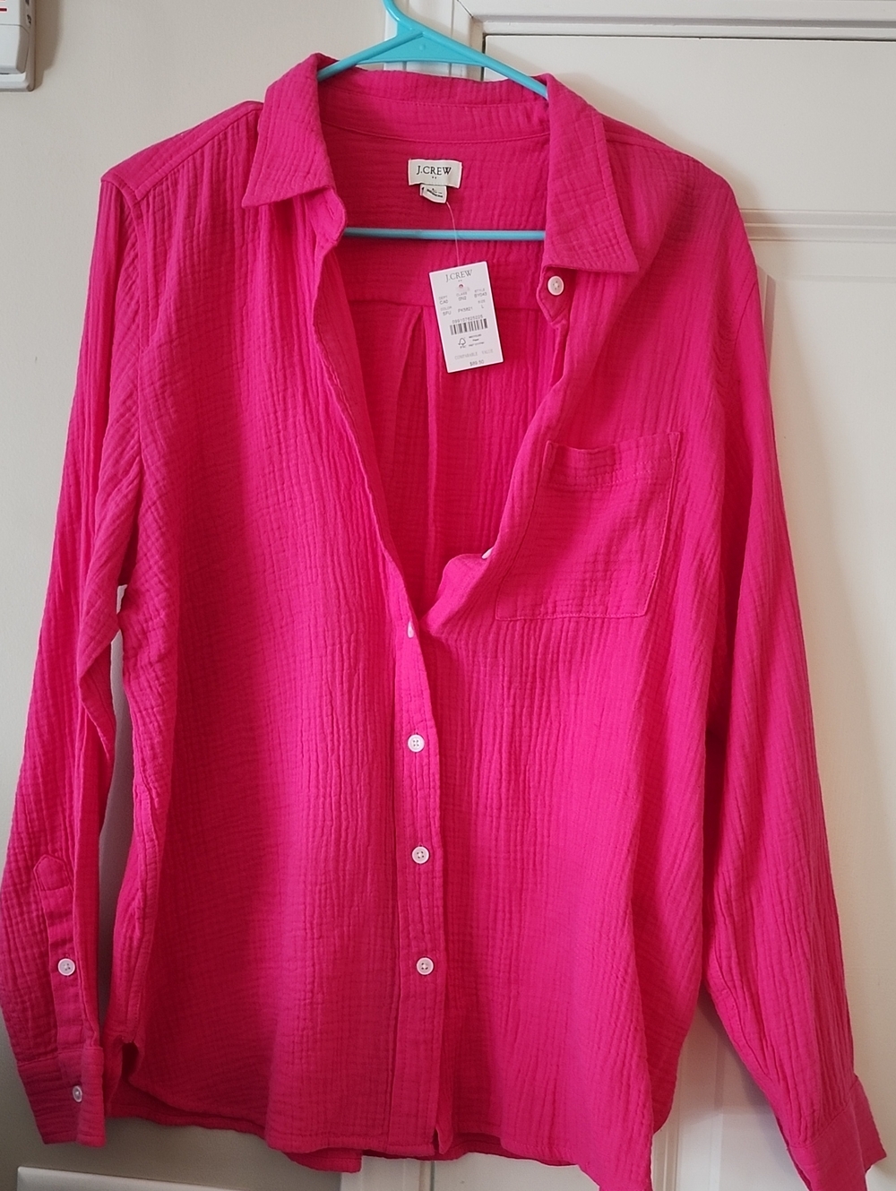 J. Crew Vivid Pink Long-Sleeve Button-Down Shirt